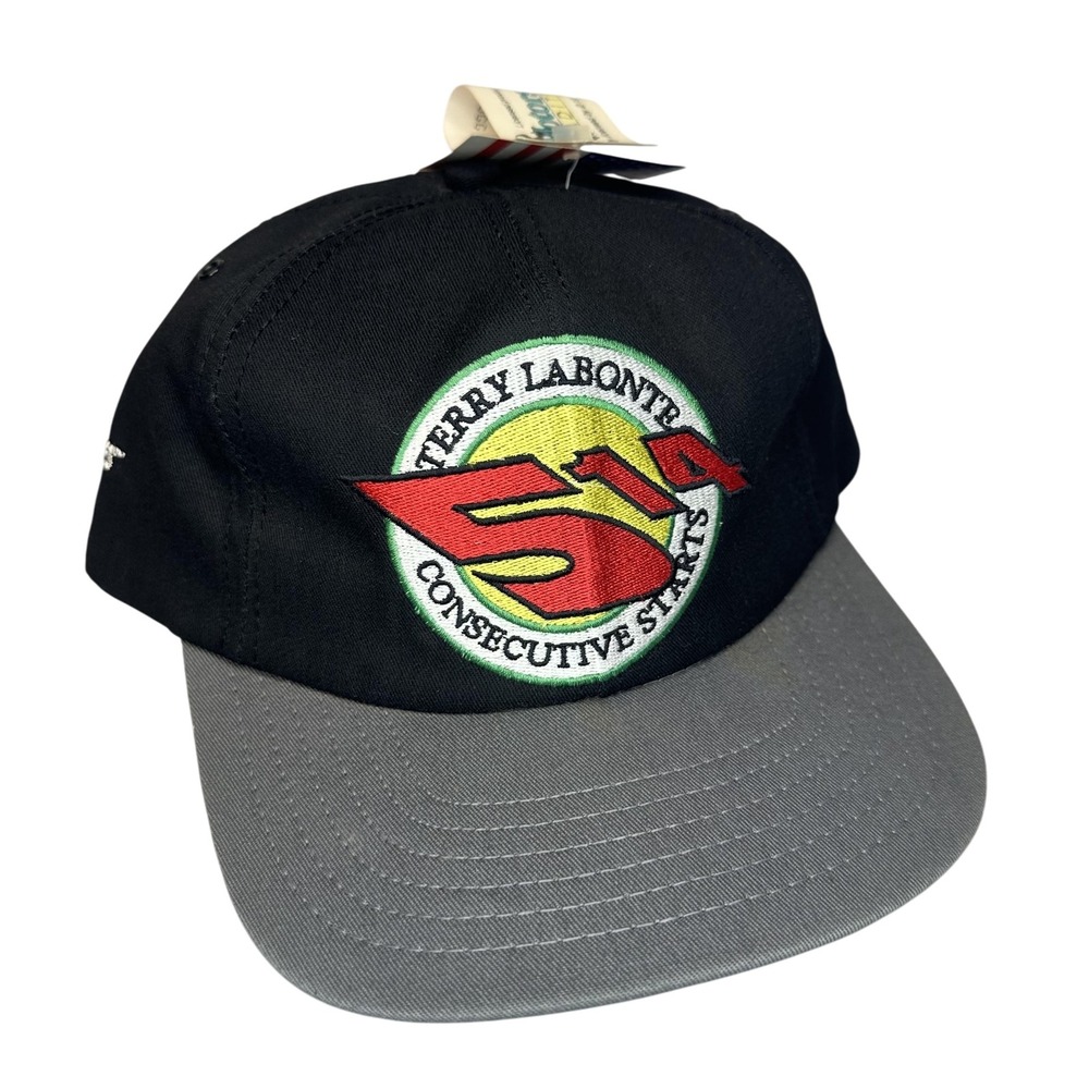 Vintage Terry Labonte Hat Cap Snap Back Mens Black Gray NASCAR Racing 90s